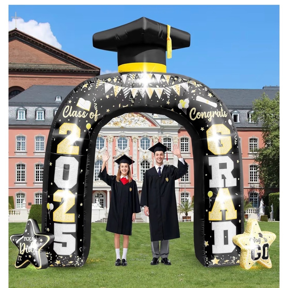 Graduation Inflatable Archway - Black and Gold